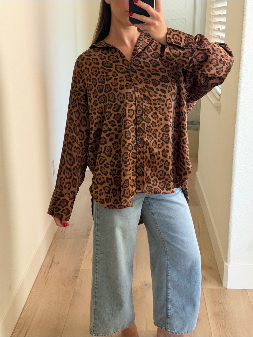 Oversized cheetah button up